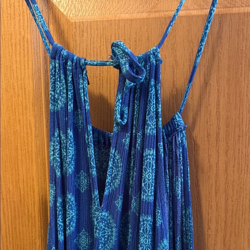 Blue Patterned Sleeveless Dress - Picture 4 of 4